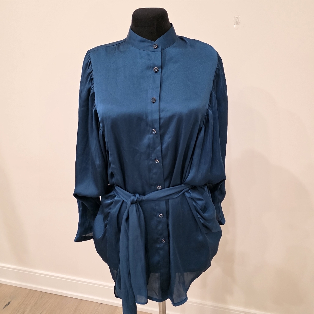 Atmosphere bat sleeve long blouse with belt US 4